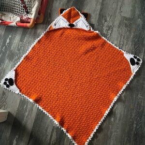 Orange Fox Hooded Kids Blanket